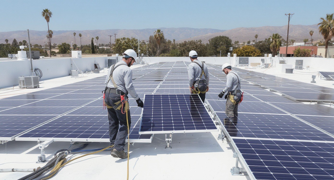 Commercial solar panel system installed in San Diego County