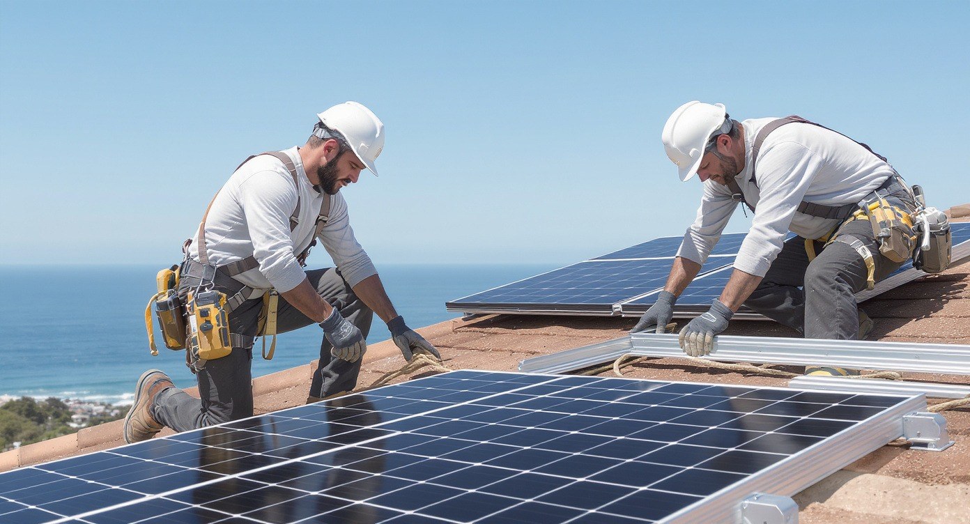 Solar panel installation on a San Diego County home
